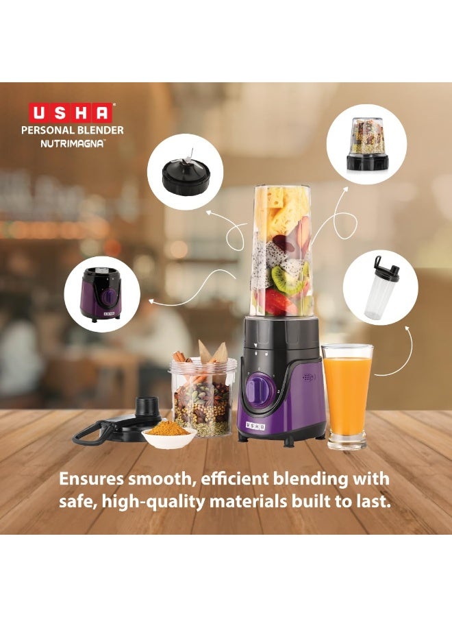أوشا USHA Blender Nutrimagna | 350W| On the Go Blender| Stainless steel blades| Spill proof spout and store lid | 2 speed and pulse operation | Lavender - Image 2